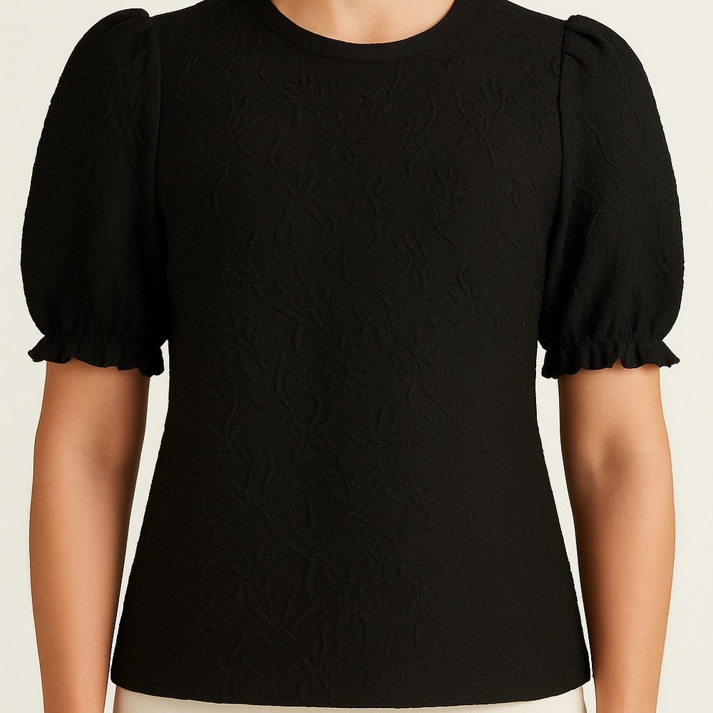 Ted Baker Black Textured Puff Sleeve Blouse